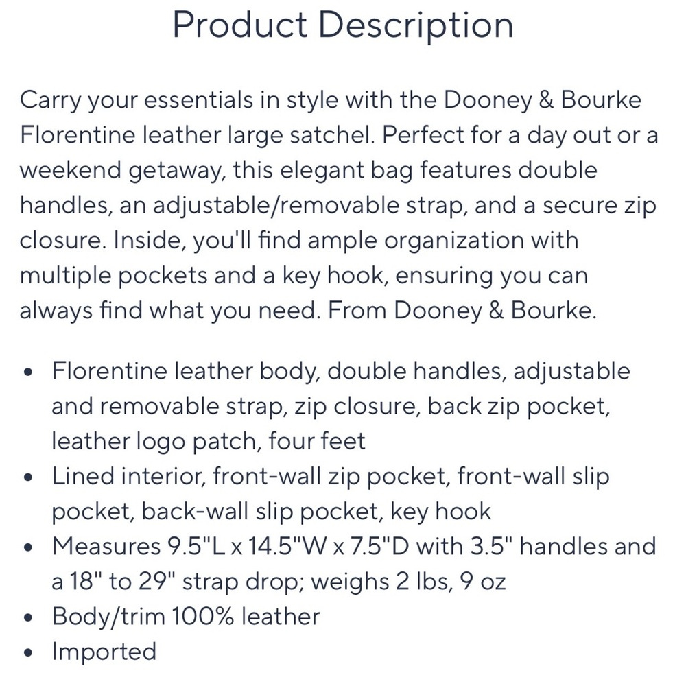 Dooney and Bourke Large Florentine Satchel Steel Blue - Picture 14 of 14